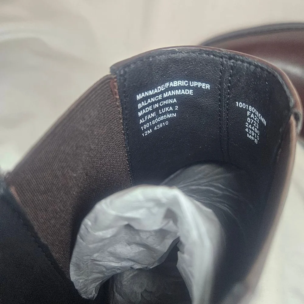 Alfani Luka 2 Brown Pull-On Chelsea Boots NWT Sz 12 Retail $70 Vegan Leather